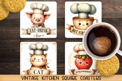 Vintage square coaster for kitchen. Sublimation PNG. Product Image 1