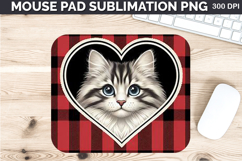 Watercolor Cat Mouse Pad Sublimation - Valentines PNG Design Product Image 1