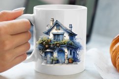 Blue Christmas Watercolor Clipart, Blue Christmas Sublimatio Product Image 5