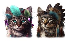 10 Boho Cats png clipart Product Image 5