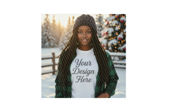 Christmas Woman Model Mockup Holiday Shirt Display Product Image 5