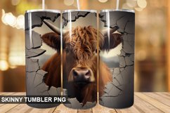 3D Highland Cow Cracked Hole PNG Tumbler Design Product Image 1