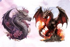 Watercolor Gothic Dragon Clipart Sublimation, Dragon Product Image 5