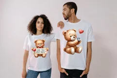 20 Teddy bears couple Valentine watercolor clipart Product Image 5