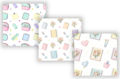 Cute Back To School Digital Paper Pack, Kawaii School Product Image 5
