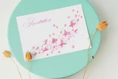 Pink Watercolor Flying Butterflies PNG Design Product Image 2