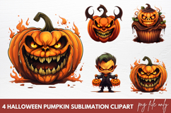 Watercolor Halloween Pumpkin Sublimation Clipart Product Image 1