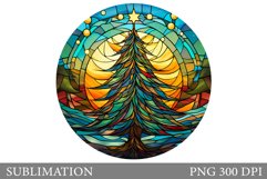 Stained Glass Christmas Tree. Christmas Tree Sublimation Product Image 1