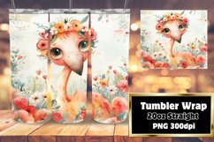 Watercolor Flamingo Tumbler Wrap with Flowers Product Image 1