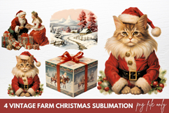 Vintage Farm Christmas Sublimation Clipart Product Image 1
