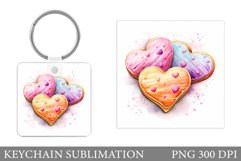 Valentine Cookies Keychain. Hearts Keychain Design Product Image 1