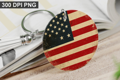 4Th Of July Flag Keychain Sublimation - Round Keychain PNG Product Image 1