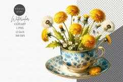 Teacup clipart, Teatime clipart, Floral clipart Product Image 1