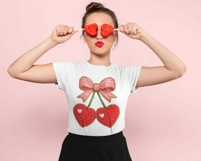 Love Cherry Yarn PNG, Trendy Valentine Png, Cherry Patchwork Product Image 3