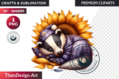 Cute Autumn Animals &amp; Sunflowers - Thanksgiving Clipart Product Image 1