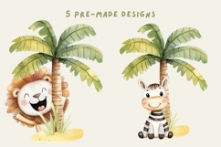 Watercolor Safari Animals Clipart and Patterns Product Image 5