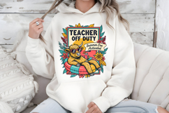 Teacher Off Duty PNG, Summer Era Highland Cow Sublimation Product Image 5
