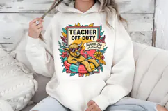 Teacher Off Duty PNG, Summer Era Highland Cow Sublimation Product Image 5