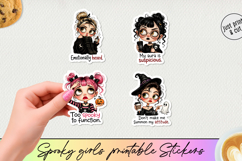 Spooky Girl Printable Stickers 4 Halloween PNGs. Product Image 1
