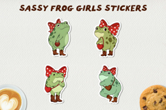 Sassy Frog Girls Stickers PNG Cute Kawaii Frog Clipart Product Image 1
