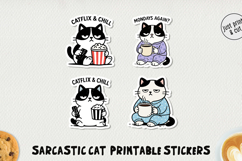 Sarcastic Cat Printable Stickers PNG Product Image 1