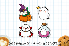 Cute Halloween Ghost Stickers | Printable Kawaii Spooky PNG Product Image 3