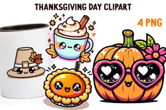 Cute Kawaii Thanksgiving Clipart | Fall Pumpkin Turkey PNG Product Image 1