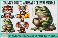 Grumpy Coffee Animals | Sublimation Clipart Product Image 1
