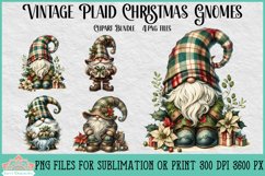 Vintage Plaid Christmas Gnomes | Christmas Clipart Product Image 1