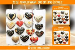 3D Cute Heart Tumbler Wrap Designs, Sublimation Wrap Product Image 1