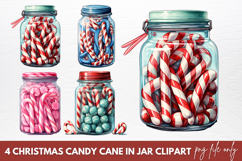 Christmas Candy Cane In Jar Clipart Sublimation Product Image 1