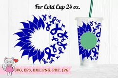 Colon Cancer Sunflower SVG, Full Wrap Venti Cold Cup 24 oz Product Image 1