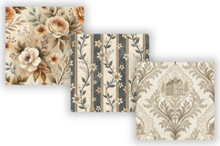 Farmhouse Toile Digital Paper Pack, Vintage Floral Toile Product Image 5