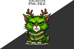 Funny Christmas green cat png design for T-shirts Product Image 2