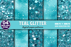 Teal Glitter Background Digital Papers PNG Product Image 1