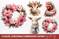 Pastel Christmas Farmhouse Clipart Sublimation Product Image 1