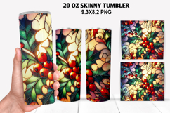 Flower Skinny Tumbler 20oz Wrap Design, Winter Tumbler Wrap Product Image 1