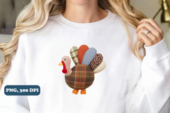 Thanksgiving Png Patchwork Turkey Png sublimation Product Image 5