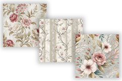 Silver Toile Digital Paper Pack, Vintage Floral Toile Product Image 5