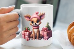 Cute Pink Christmas Animals Clipart Sublimation Product Image 5