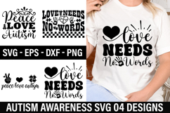 Autism Awareness SVG Design - Love Needs No Words Product Image 1