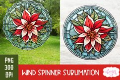 Stained glass Poinsettia wind spinner Christmas PNG Bundle Product Image 6