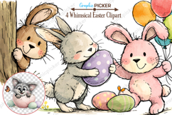 Whimsical Easter Animals PNG, Whimsical Bunny Easter Clipart Product Image 1