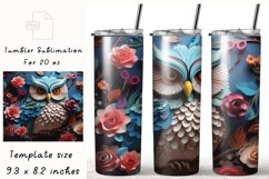 3D OWL Flowers Tumbler Wraps, 20 oz Skinny Tumbler Product Image 1
