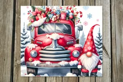 Christmas truck & gnome | Watercolor tumbler sublimation PL Product Image 5