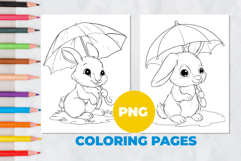 Hare under an umbrella Coloring Pages | Coloring book Product Image 1