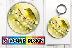 Joyful Circle Keychain Sublimation PNG, Birds Product Image 1