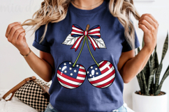 Patriotic Cherry PNG 4th Of July American Flag Sublimation Product Image 5