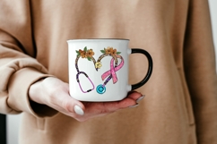 Breast Cancer Awareness Stethoscope PNG Heart Ribbon Clipart Product Image 5