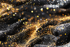 Black and Gold Glitter Fabric Background with Luxury Sparkle Product Image 1